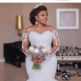 Wedding Dress 2025 New Wedding Dress Bride Wedding Lace Fish Tail Long-Sleeved Wedding Dress Summer Model