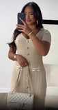 runhufu Summer Women's New Short Sleeve V-Neck Dress
