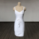 runhufu Women's Bandage Dress New Multi-Color V-Neck Sling Fashion Belt Tight Bandage Skirt