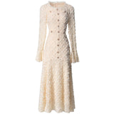 runhufu Industry Three-Dimensional Plate Flower Collar Horn Long-Sleeved Retro Princess Dress Dress Women's New Spring And Summer 2025
