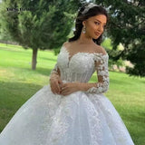 White Wedding Dress 2025 New Mid-Rise Long-Sleeved Lace French High-End One-Word Shoulder Drag Tail Wedding Dress Summer