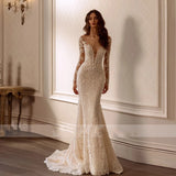 Runhufu Wedding Dresses With Detachable Train Classic Bridal Gowns Lace Appliques V-Neck Backless Robes Vestidos De Novia 2024