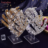 Runhufu Luxury Wedding Headband Bride Tiara Hair Accessory Handmade Women Headpieces for Party Queen Bridal Crown Jewelry HP425