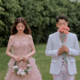 Runhufu Spaghetti Straps Wedding Dress Sweet Pink A Line Sukienka Na Wesele New Simple Elegant Floor-length Vestidos De Novia