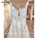 runhufu Illusion Wedding Dress Sleeveless Backless O-Neck Bride Dress See Through Appliques Formal Robe de marie