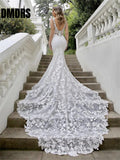Runhufu Sleeveless Wedding Dress Romantic Lace Appliques Bridal Gown Elegant Fishtail Bridal Dress Vestidos De Novia