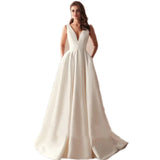 Runhufu Wedding Dresses Deep V-neck Stain Appliques Backless Wedding Gowns Bridal Dress Vestido De Noiva robe de mariée