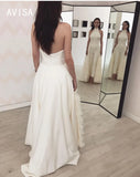 Runhufu Wedding Jumpsuit with Detachable Train Backless Bride Pant Suits Jumpsuit Wedding Dress robe de mariage vestido de novia