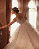 Runhufu Wedding Dresses 2024 For Women Square Collar Bridal Gowns Custom Sleeveless Sequins Beaded Dubai Arabic Vestido de Novia