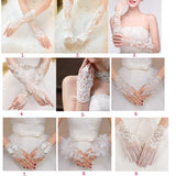 runhufu New Lace Bride Wedding Gloves High-end Hand Sewn Diamond Finger Wedding Gloves Wedding Accessories Mariage