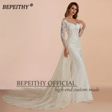 Runhufu Ivory Lace Long Evening Dress Formal Occassion With Full Sleeves For Women Square Court Train Party Gown 2024 Hot Sale