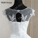 runhufu Spring Lace Appliques Pearls Wedding Dresses Sleeveless Vestidos De Novia White O-neck Princess Bride Wedding Gown Plus Size