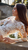 Runhufu Sexy Deep V-Neck Wedding Dres Long Sleeve Backless Modern Mermaid Bride Gown Illusion Zipper Button Vestido De Novia