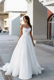 Runhufu Pearl Neck Wedding Dresses Simple Pleat Robe Elegant Satin Off Shoulder A-Line Bridal Gowns Sleeveless Bride Dresss 2024