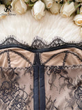 Runhufu American Retro Senior Tank Tops Fashion Sleeveless Slim Floral Corset Female Strapless Mesh Lace Design Sexy Tops