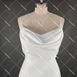 Runhufu Straps Crepe Backless Wedding Dress Plus Size Zipper Cowl Trailing Custom Made Sheath V Neck Bridal Gowns With Train