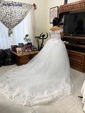 runhufu Vedio Luxury Lace Applique Plus Size Wedding Dress Embroidery 2023 New Long Train Sweetheart Bride Gown Vestidos De Noiva