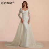 Runhufu Ivory Lace Long Evening Dress Formal Occassion With Full Sleeves For Women Square Court Train Party Gown 2024 Hot Sale