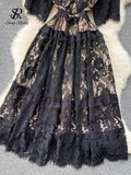 Runhufu Evening Party Women Summer Dress 2024 Lace Sexy Zipper Temperament Elegant Ladies Chic Slim A Line Long Dresses