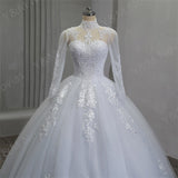 runhufu Elegant Luxury Pearls High Neck Wedding Dress 2023 Vintage Plus Size White Iovry Ball Gown Vestido De Noiva Real Photo