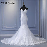 runhufu New Arabic Aso Ebi Vintage Lace Beaded Sequined Wedding Dresses Strapless Mermaid Bridal Dress Sexy Cheap Wedding Gowns