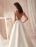 Runhufu Wedding Dresses Deep V-neck Stain Appliques Backless Wedding Gowns Bridal Dress Vestido De Noiva robe de mariée