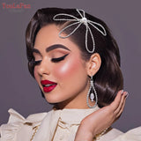 Runhufu Flower Bridal Hair Comb Earring Wedding Hair Accessories Crystal Pearl Decorative Hair Clips Woman Headdresses HP367