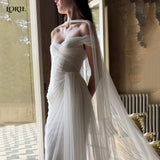 Runhufu Pleat Tulle Off Shoulder Bride Dresses Sweetheart A-Line High Side Slit Boho Wedding Dress New Spring Women Bridal Gowns