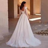 Runhufu Simple Wedding Dresses For Women 2024 Sweetheart Backless Sexy Bridal Gowns Tulle Long Sleeve Robe A-Line Vestidos De Novia