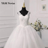 runhufu Novias Fashion Simple White Ivory Wedding Dresses Plus Size Diamond sequin Beading Lace Edge Train Dresses For Brides Gowns