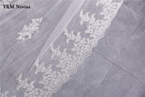 runhufu Luxury Lace Long Tulle Wedding Veils Two Layer With Comb White Ivory Bridal Veil for Bride Marriage Wedding Accessorie