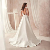 Runhufu Wedding Dresses Deep V-neck Stain Appliques Backless Wedding Gowns Bridal Dress Vestido De Noiva robe de mariée