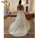 runhufu Cape Sleeves Lace Wedding Dress vestidos para eventos especiales A Line Bridal Gowns Vestidos De Novia