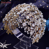 Runhufu HP240 Shiny Crystal Wedding Headpieces Bridal Floral Hair Accessories Alloy Flower Bridal Headbands Rhinestone Crowns
