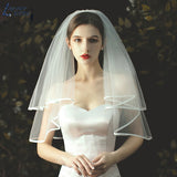 Runhufu NICEB Short Wedding Veils White Ivory Wedding Accessories Short Elbow Length Veils Tulle Comb 2 Layers Bridal Veils