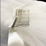 Runhufu Made Simple White Wedding Veils For Women Wedding Two Layers Ivory Short Tulle Bridal Veil with Bow Wedding Accessories