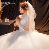 runhufu Ball Gown Sweetheart Off White Ivory Tulle Bridal Dress For Wedding Dresses with Sleeve 2023 Pearls Marriage Customer Made