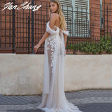Runhufu Off Shoulder Wedding Dress Sweetheart Lace Appliques Mermaid Sexy V-Neck Bride Gown Backless Zipper Vestidos De Noiva