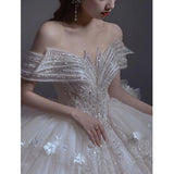 runhufu New Floral Print Wedding Dress Off The Shoulder Lace Luxury Bridal Dress Ball Gown Vestido De Noiva Plus Size Made Custom