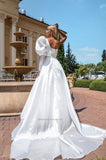 Runhufu Strapless A-Line Wedding Dresses One Shoulder Long Sleeves Sweep Train Bridal Gowns Vestido De Noiva