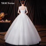runhufu Ball Gown Sweetheart Off White Ivory Tulle Bridal Dress For Wedding Dresses with Sleeve 2023 Pearls Marriage Customer Made