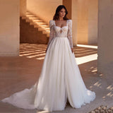 Runhufu Simple Wedding Dresses For Women 2024 Sweetheart Backless Sexy Bridal Gowns Tulle Long Sleeve Robe A-Line Vestidos De Novia