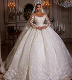 Runhufu Wedding Dresses Vintage Lace Up Ball Gowns Beading Bridal Shinny Tulle Long Sleeves Elegant Luxury Marriage Dress 2024