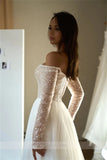 Runhufu Sleeve Tulle Beads Pearls Wedding Dresses Sweetheart Pleat Wedding Gowns Backless A-line Court vestido de novia