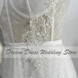 Runhufu Spaghetti Straps Lace Appliques Boho Wedding Dress 2023 Corset Closure Elegant Sweetheart A-Line Bridal Gowns 925