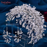 Runhufu HP377 Golden Wedding Hair Accessories Alloy Leaves Bridal Tiara Crystal Side Hair Headpiece Floral Bride Crown Party