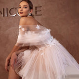 Runhufu Sweetheart Mini Wedding Dress Short For Bride Beach Tulle Off The Shoulder Bridal Gown Sexy Backless Vestidos De Novia