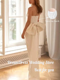 Runhufu Satin Ivory Wedding Dresses Strapless With Bow Simple Bride Gowns Women Sheath Knee Length Bridal Dresses Custom made 2024