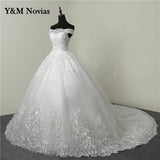 runhufu Vedio Luxury Lace Applique Plus Size Wedding Dress Embroidery 2023 New Long Train Sweetheart Bride Gown Vestidos De Noiva
