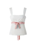 Runhufu Y2K Milkmaid Camisole Top Y2K Fairy Grunge Backless Tie Up Mini Vest Retro Aesthetic Women Crop Top Streetwear